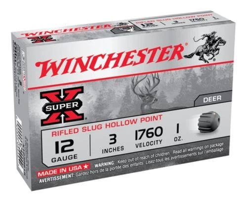 020892009585__08477.1760488176.webp Winchester Super-X Rifled Lead 12 Ga, 3", 1 oz, Slug, 5rd Box - Image 1