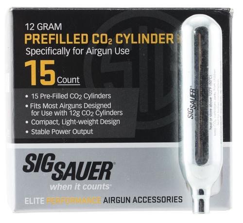 798681537518__05429.1779132627.jpg Sig Sauer Airguns CO2 Cylinders 12 gram 15 Per Pack - Image 1