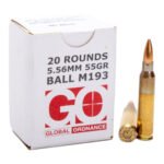Global Ordnance M193, 5.56 NATO, 55gr, Brass Case, Full Metal Jacket, 20rd Box