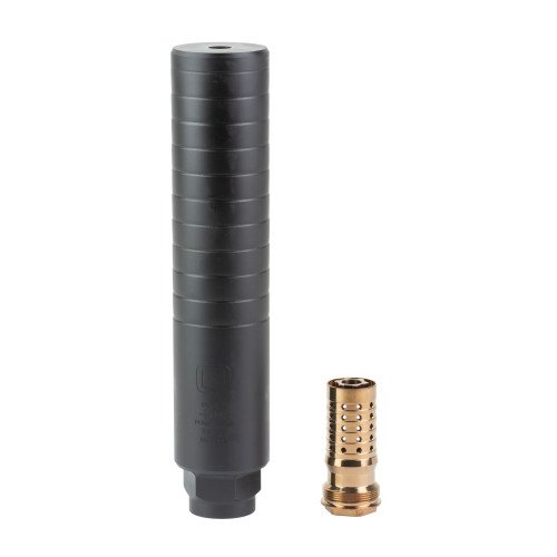 RSRQ-SIL-PC-QUICKIE-86BRE__46543.1785948165-1.jpg Q PorQ CHOP Suppressor, 338/8.6 Blackout, Stainless Steel Construction, Nitride Black, 1.75" Diameter, Includes Rear End - Image 1