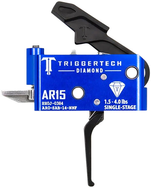SSI150399__68354.1786569157.webp TriggerTech Trigger, Diamond Flat Trigger, Single Stage, Adjustable, 1.5-4.0LB Pull Weight, PVD Finished Hammer and Trigger Shoe, Anodized Blue - Image 1