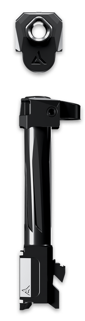 SSI159700__88367.1769961345.png Radian Weapons RAMJET Fluted Barrel with AFTERBURNER Muzzle Brake, 9mm, Black DLC Finish, INTRA-LOK Mounting System, Fits Glock 17 Gen 5 - Image 1