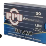 PPU Handgun Defense 38 S&W 145gr, Lead Round Nose, 50rd Box